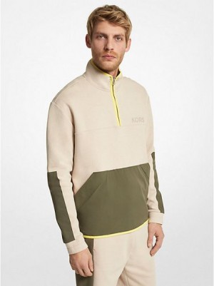 Michael Kors Katoenen Blend Half-zip Sweatshirts Heren Lichtbruin | 874260-YKX